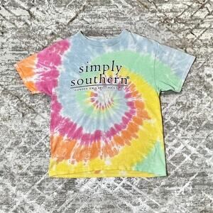 Simply Southern Tie-Dye Graphic T-Shirt Youth Medium Multicolor